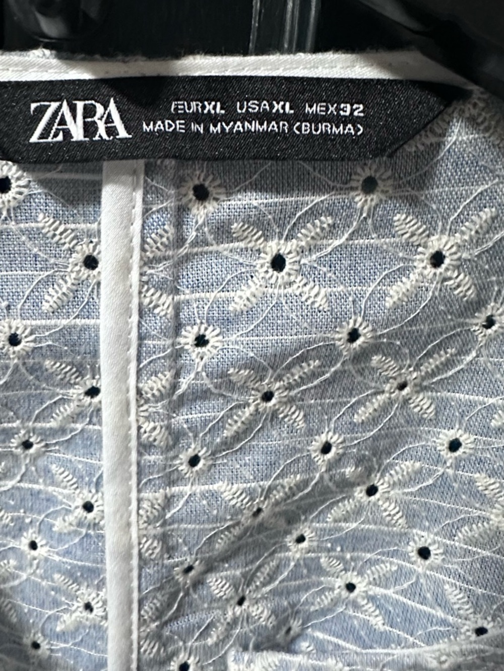 Zara Light Blue Eyelet Open Front Jacket - Picture 5 of 5